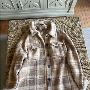 Love Tree Tan and Cream Sherpa Jacket